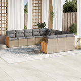 vidaXL 11-Piece Lounge Set with Cushions Poly Rattan Black