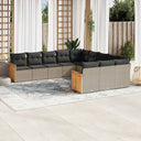 vidaXL 11-Piece Lounge Set with Cushions Poly Rattan Black