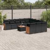 vidaXL 11-Piece Lounge Set with Cushions Poly Rattan Black