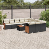 vidaXL 11-Piece Lounge Set with Cushions Poly Rattan Black