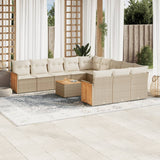 vidaXL 11-Piece Lounge Set with Cushions Poly Rattan Black