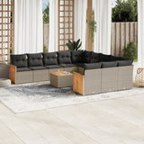 vidaXL 11-Piece Lounge Set with Cushions Poly Rattan Black