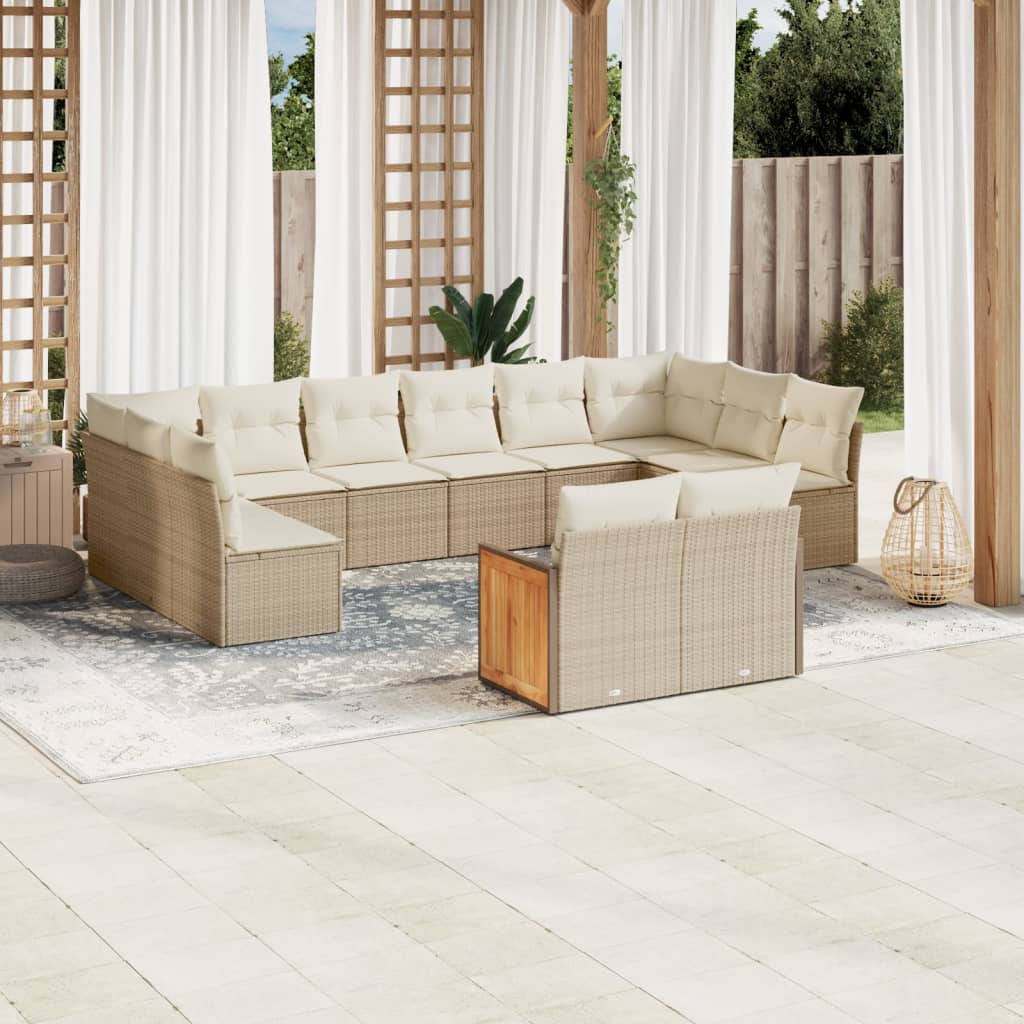 vidaXL 12-delige Loungeset met kussens poly rattan zwart