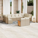 vidaXL 12-delige Loungeset met kussens poly rattan zwart