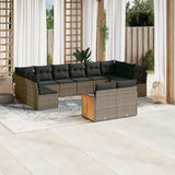 vidaXL 12-delige Loungeset met kussens poly rattan zwart