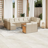 vidaXL 12-delige Loungeset met kussens poly rattan zwart