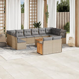 vidaXL 12-delige Loungeset met kussens poly rattan zwart