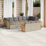 vidaXL 13-delige Loungeset met kussens poly rattan zwart