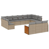 vidaXL 13-delige Loungeset met kussens poly rattan zwart