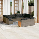 vidaXL 13-delige Loungeset met kussens poly rattan zwart