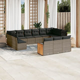 vidaXL 13-delige Loungeset met kussens poly rattan zwart