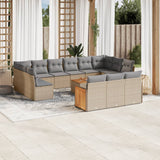 vidaXL 13-delige Loungeset met kussens poly rattan zwart