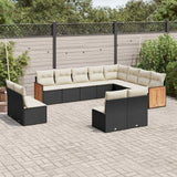 vidaXL 12-Piece Lounge Set with Cushions Poly Rattan Black