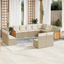 vidaXL 12-Piece Lounge Set with Cushions Poly Rattan Black