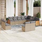 vidaXL 12-Piece Lounge Set with Cushions Poly Rattan Black