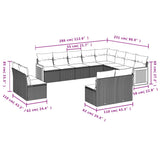 vidaXL 12-Piece Lounge Set with Cushions Poly Rattan Black