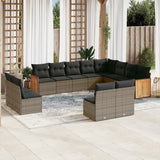 vidaXL 12-Piece Lounge Set with Cushions Poly Rattan Black