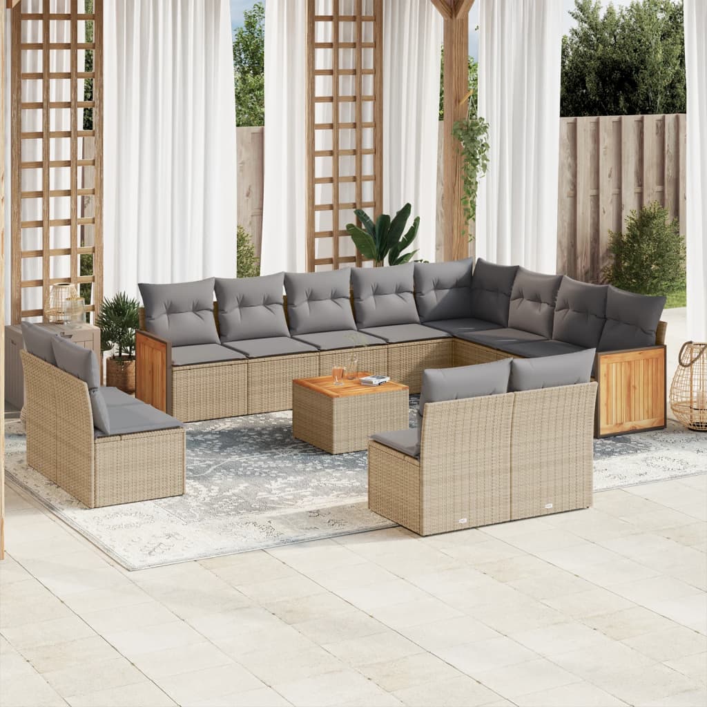 vidaXL 12-Piece Lounge Set with Cushions Poly Rattan Black