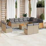 vidaXL 12-Piece Lounge Set with Cushions Poly Rattan Black