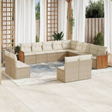 vidaXL 13-delige Loungeset met kussens poly rattan zwart