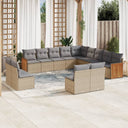 vidaXL 13-delige Loungeset met kussens poly rattan zwart