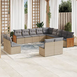 vidaXL 13-delige Loungeset met kussens poly rattan zwart