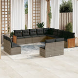 vidaXL 13-delige Loungeset met kussens poly rattan zwart
