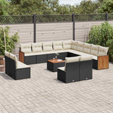 vidaXL 13-delige Loungeset met kussens poly rattan zwart