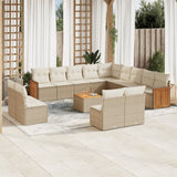 vidaXL 13-delige Loungeset met kussens poly rattan zwart