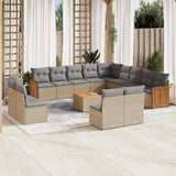 vidaXL 13-delige Loungeset met kussens poly rattan zwart