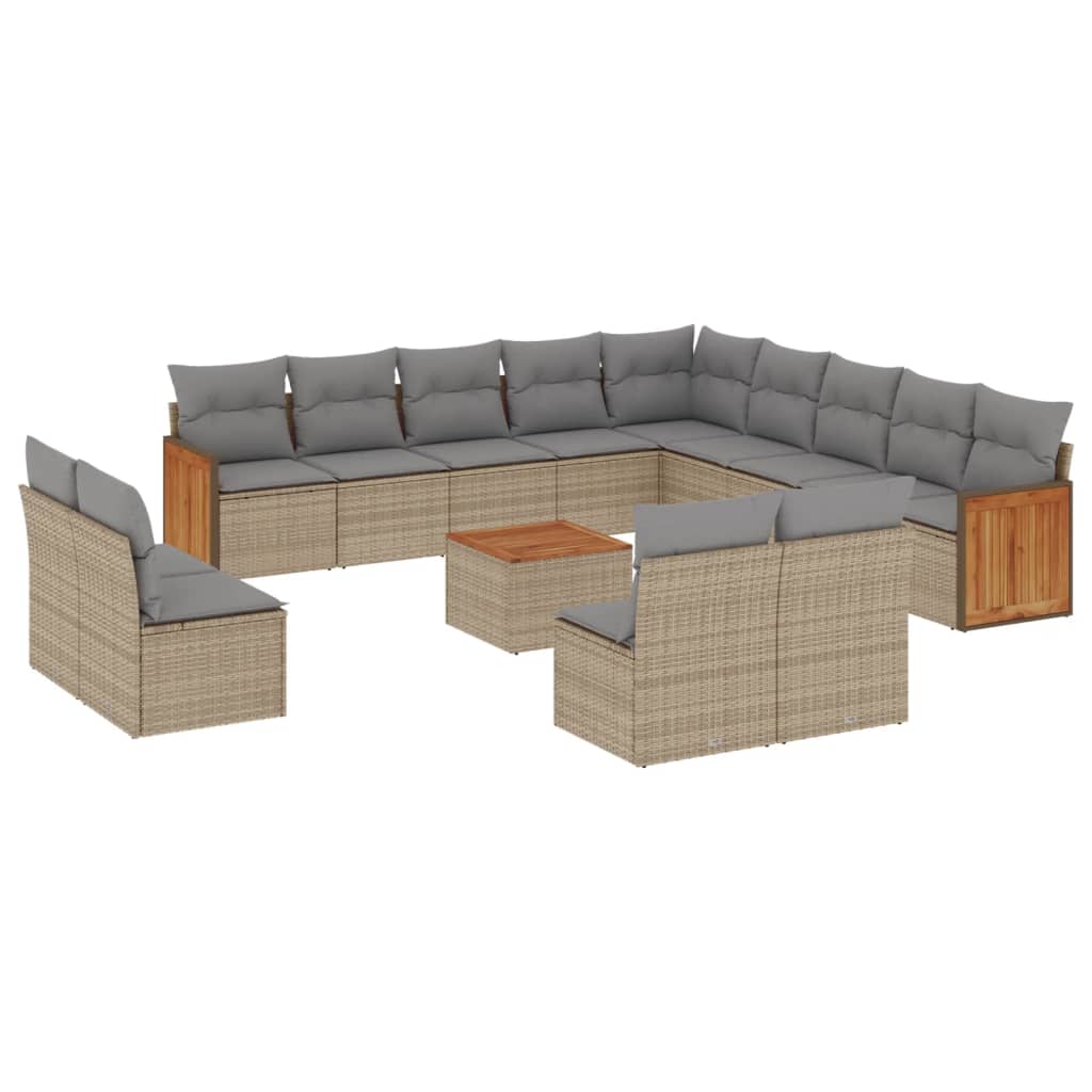 vidaXL 13-delige Loungeset met kussens poly rattan zwart