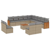 vidaXL 13-delige Loungeset met kussens poly rattan zwart