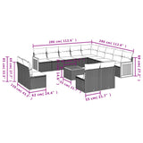 vidaXL 13-delige Loungeset met kussens poly rattan zwart