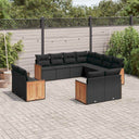 vidaXL 11-Piece Lounge Set with Cushions Poly Rattan Black