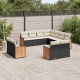 vidaXL 11-Piece Lounge Set with Cushions Poly Rattan Black
