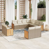vidaXL 11-Piece Lounge Set with Cushions Poly Rattan Black