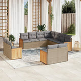 vidaXL 11-Piece Lounge Set with Cushions Poly Rattan Black