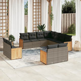vidaXL 11-Piece Lounge Set with Cushions Poly Rattan Black