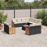 vidaXL 11-Piece Lounge Set with Cushions Poly Rattan Black