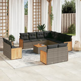 vidaXL 11-Piece Lounge Set with Cushions Poly Rattan Black