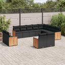 vidaXL 12-piece Lounge Set with Cushions Poly Rattan Black