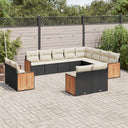 vidaXL 12-piece Lounge Set with Cushions Poly Rattan Black