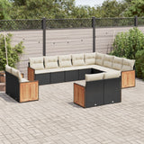 vidaXL 12-piece Lounge Set with Cushions Poly Rattan Black