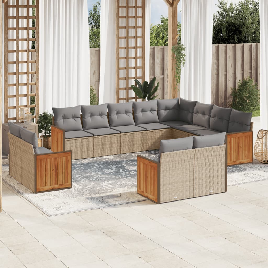 vidaXL 12-piece Lounge Set with Cushions Poly Rattan Black