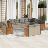 vidaXL 12-piece Lounge Set with Cushions Poly Rattan Black
