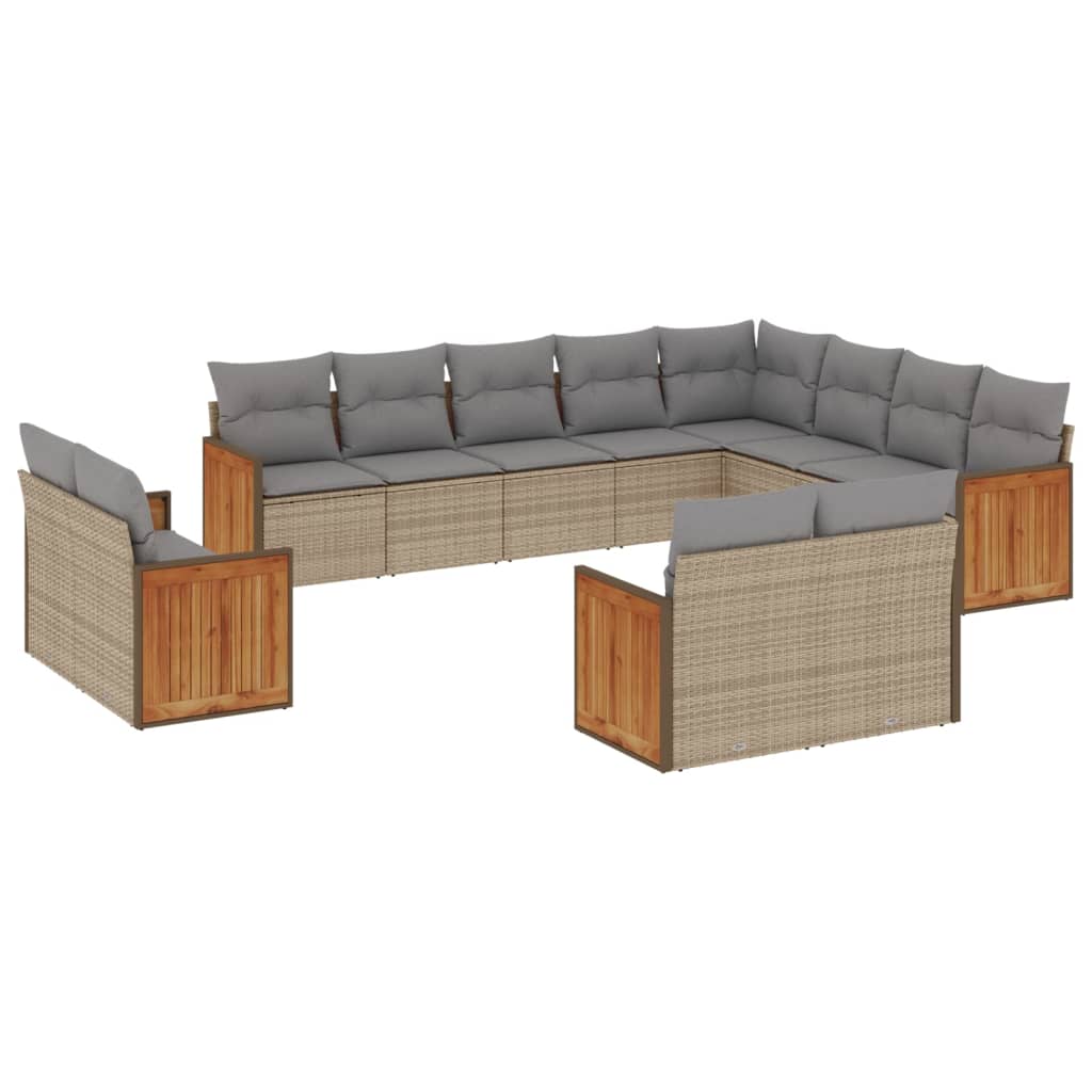 vidaXL 12-piece Lounge Set with Cushions Poly Rattan Black