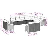 vidaXL 12-piece Lounge Set with Cushions Poly Rattan Black