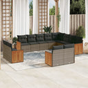 vidaXL 12-piece Lounge Set with Cushions Poly Rattan Black