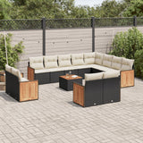 vidaXL 12-piece Lounge Set with Cushions Poly Rattan Black