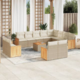 vidaXL 12-piece Lounge Set with Cushions Poly Rattan Black